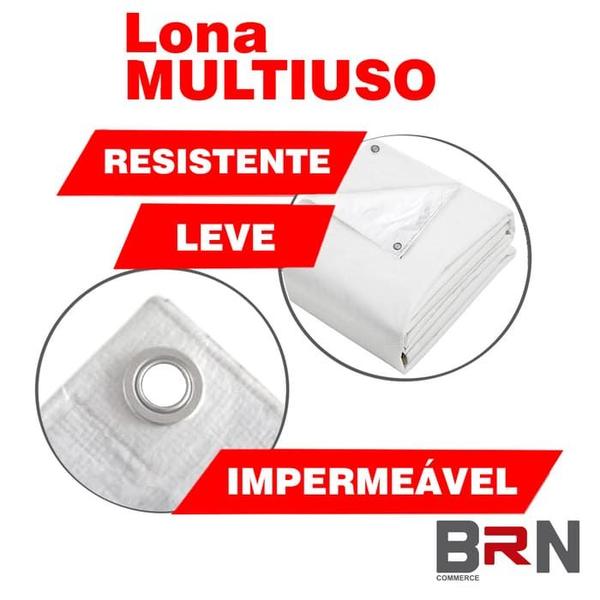 Imagem de Lona Branca Impermeável Polietileno 300 Micras Com Ilhós 5x3 Metros