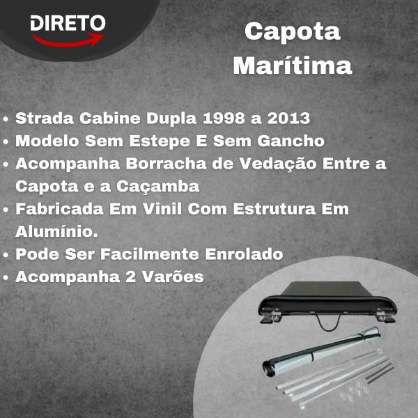 Imagem de Lona Capota Marítima para Caçamba Strada Cabine Dupla Sem Estepe Sem Gancho 1998 a 2013