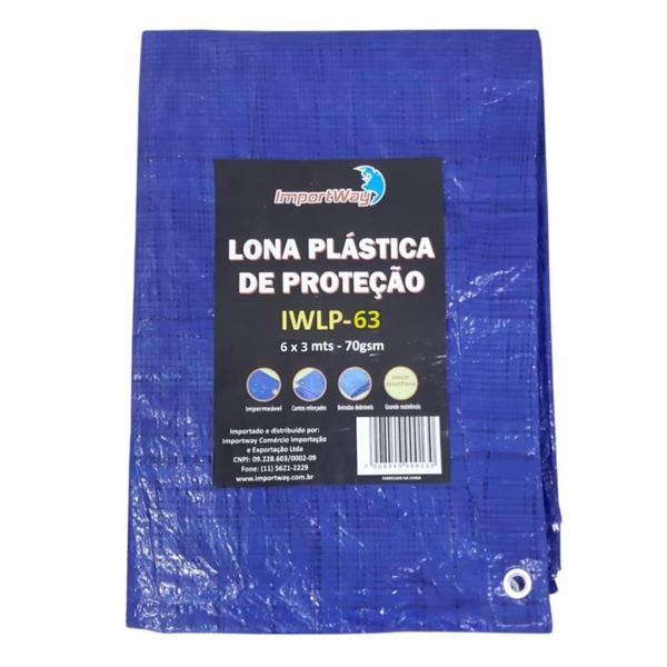 Imagem de Lona Carreteiro 100 Micras Leve 6 x 3 Metros Azul IWLP63 IMPORTWAY