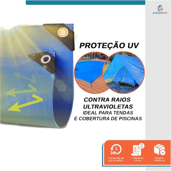 Imagem de Lona Carreteiro Leve 3x3m Impermeável Multiuso Piscina Camping Caminhão Proteção UV 75g/m2 Azul