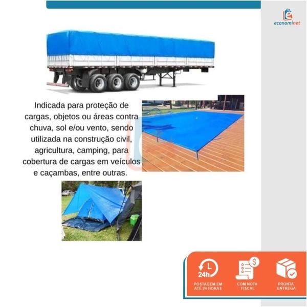 Imagem de Lona Carreteiro Pesada 10x4m Impermeável Multiuso Camping Piscina Carga Caminhão Proteção UV 105g/m2