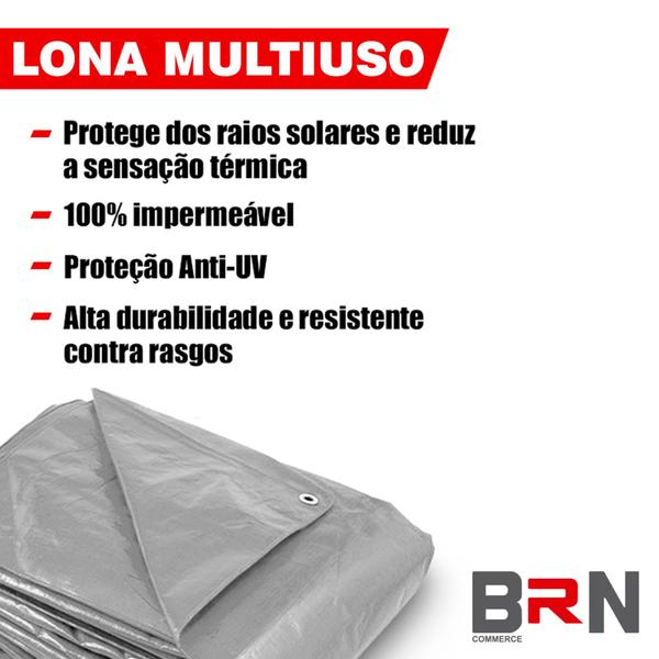 Imagem de Lona Cinza 300 Micras Impermeável Multiuso 4x3 metros