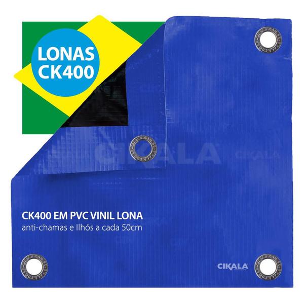 Imagem de Lona Ck400 Azul X Preta 2x2 Metros em Pvc Para Cobertura Estática