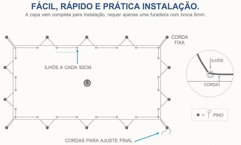 Imagem de Lona Forte 4,4x2,5 340 micras para uso em Piscina