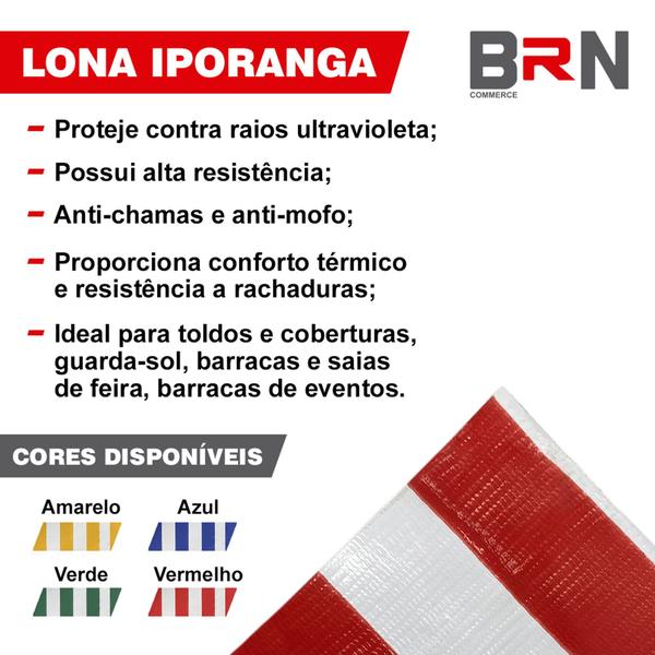 Imagem de Lona Listrada Iporanga Impermeável cores cobertura Para Barraca Feira 10x1,4m