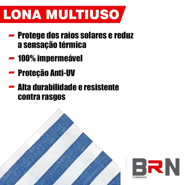 Imagem de Lona Listrada Multiuso Barraca De Feira Metro Linear 10x2m