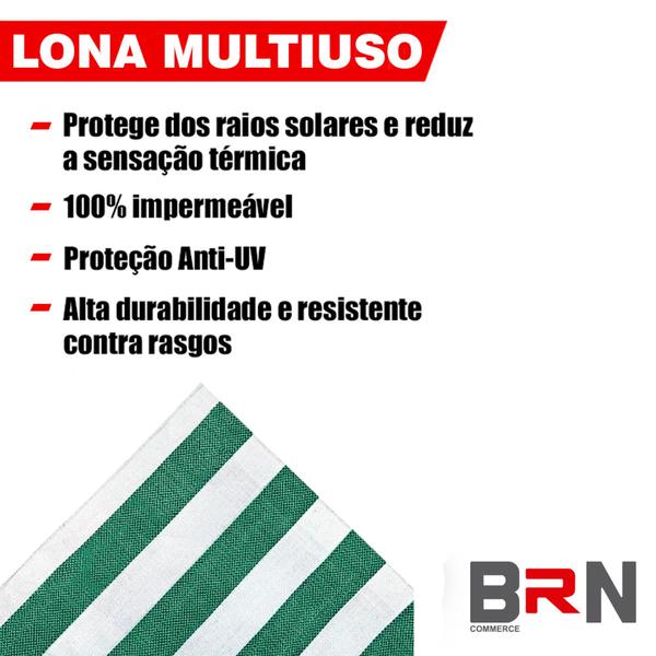 Imagem de Lona Listrada Multiuso Barraca De Feira Metro Linear 10x2m