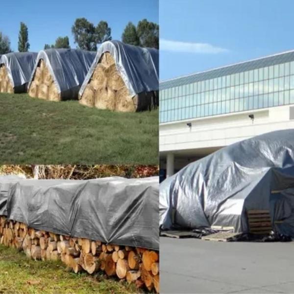 Imagem de Lona Multiuso 300 Micras Preto/Prata 5x5 Resistente Para Coberturas