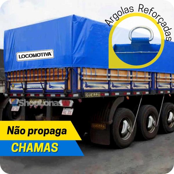 Imagem de Lona Para Caminhão Locomotiva PVC Azul/Preto Com Argola 3x3m