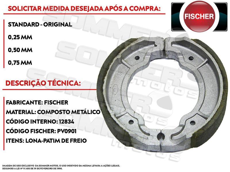 Imagem de Lona-patim de Freio Traseiro Yamaha TDM 225 Fischer (PV0901)