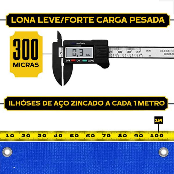 Imagem de Lona Plástica Azul impermeável 300 Micras Multiuso 6x12 / 12x6