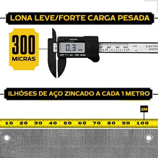 Imagem de Lona Plástica Blackout Preta Cinza/Prata Impermeável 300 Micras Multiuso 6x7 / 7x6