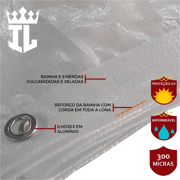 Imagem de Lona Plástica Cobertura 15x10 Impermeável 300 Micras 10x15