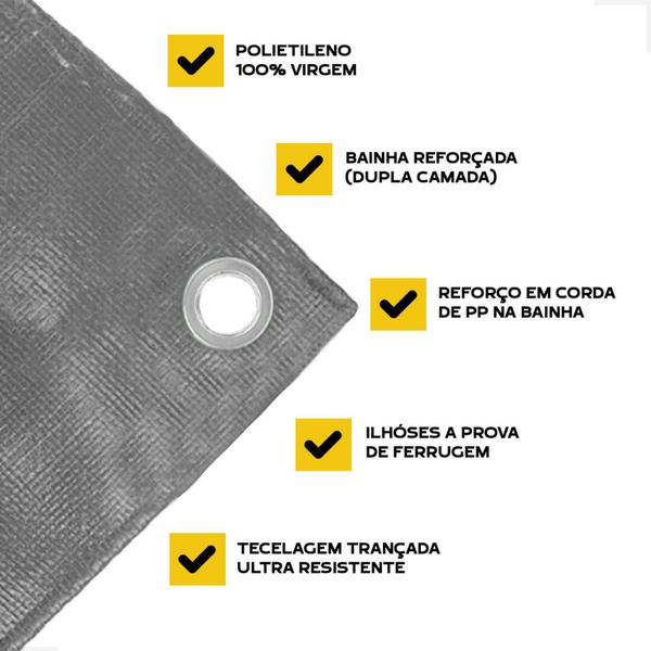 Imagem de Lona Plástica Impermeável 300 Micras 5x6 Várias Cores