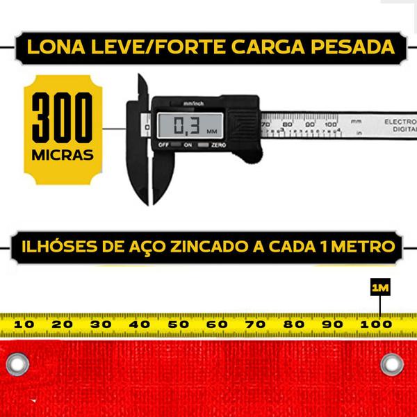 Imagem de Lona Plástica Vermelha Impermeável 300 Micras Multiuso 10x10