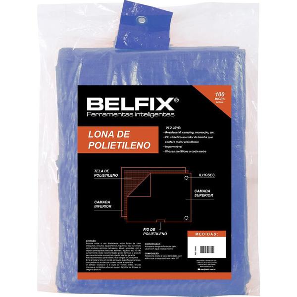 Imagem de Lona polietileno 12x10m azul 100 micras - Belfix