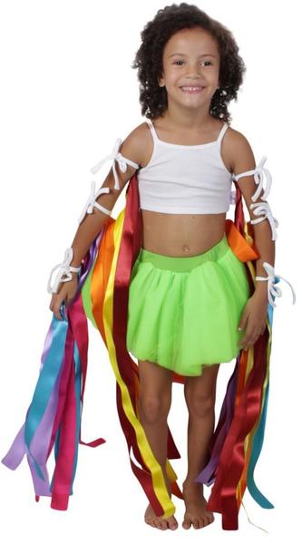 Imagem de Look de fitas com saia de tutu verde limão - Carnaval - Quimera Kids