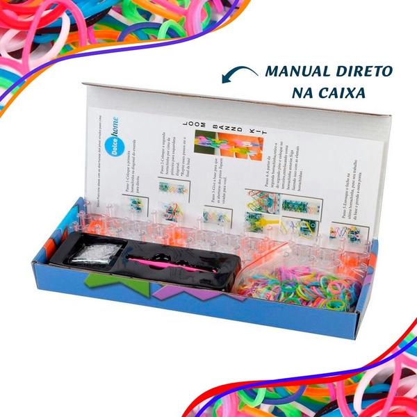 Imagem de Loom Band Pulseira Elástico Monsertail Rainbow Agulha Regua Super Kit Top