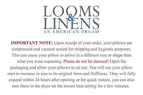 Imagem de Looms & Linens Hotel 20 x 36 Luxury Sleeping King Pillows Set of 2 - Firm, Down Alternative Sleeping Bed Pillows - USA-Made Cooling Comfortable Sleep Back, Side, Stomach Sleeper Pillows