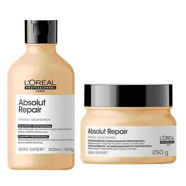LOréal Professionnel Absolut Repair Gold Quinoa + Protein Kit - Shampoo + Máscara - L'Oréa... LOréal Professionnel Absolut Repair Gold Quinoa + Protein Kit - Shampoo + Máscara - L'Oréa...