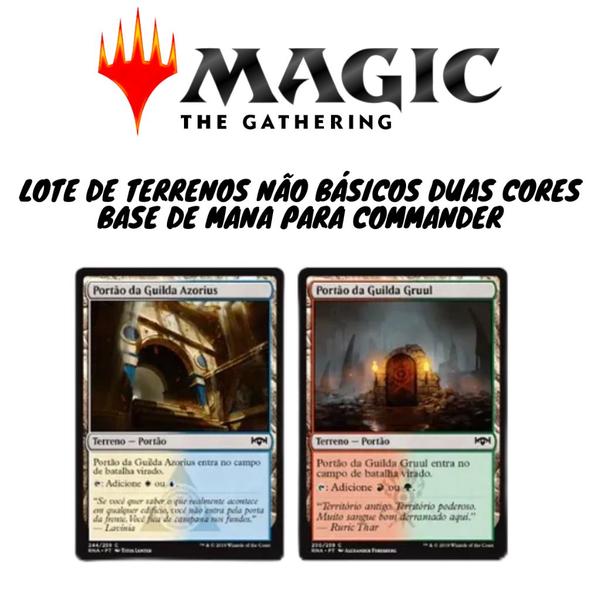 Imagem de Lote Cartas Magic 10 Terrenos Não Básicos Base de Mana Deck Commander Dual Land Portões Guildas Duas Cores