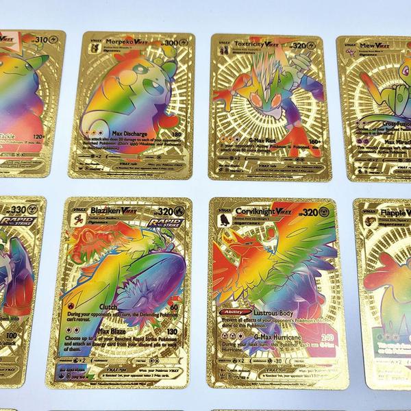 Imagem de Lote com 55-27 Cards Flexíveis Gold Rainbow Cartas À Prova D'água Vmax