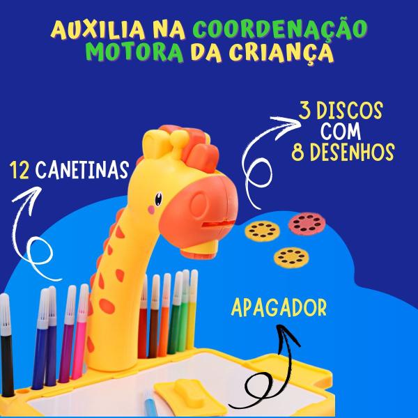 Imagem de Lousa Girafa Com Projetor Desenho Interativo Infantil Mesinha Mágica Mesa Girafinha de Brinquedo Criança Desenhar Pintar