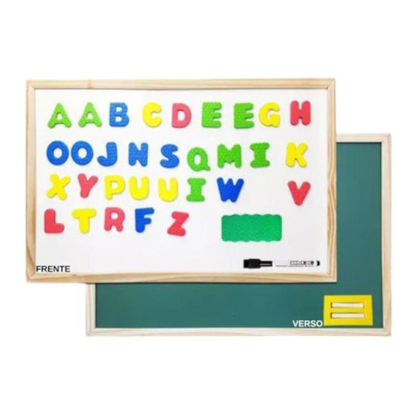 Imagem de Lousa Infantil 60x40 Magnética Dupla Face Com Letras Eva