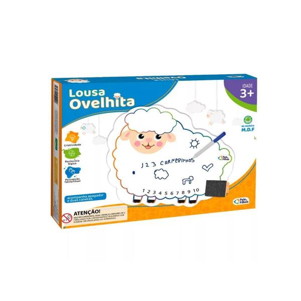 Lousa Infantil Ovelhinha de Madeira com Números, Apagador e Canetas Educativas para Crianças - Pais & Filhos Imagem de Lousa Infantil Ovelhinha de Madeira com Números, Apagador e Canetas Educativas para Crianças