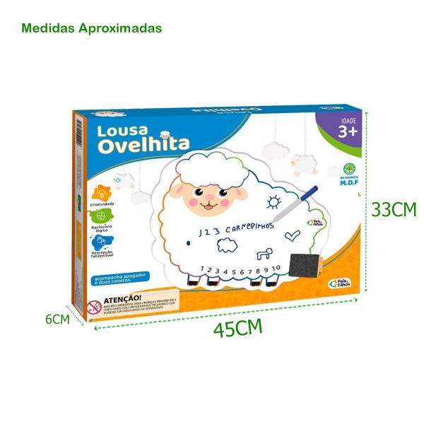 Lousa Infantil Ovelhinha de Madeira com Números, Apagador e Canetas Educativas para Crianças - Pais & Filhos Imagem de Lousa Infantil Ovelhinha de Madeira com Números, Apagador e Canetas Educativas para Crianças