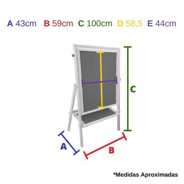 Lousa Infantil Quadro Negro E Branco Com Cavalete Giratório - Carlu Imagem de Lousa Infantil Quadro Negro E Branco Com Cavalete Giratório