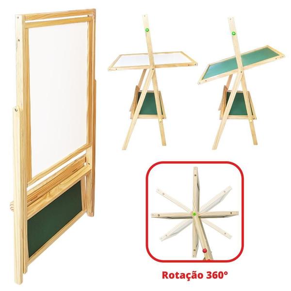 Lousa Infantil Quadro Negro E Branco Com Cavalete Giratório - Carlu Imagem de Lousa Infantil Quadro Negro E Branco Com Cavalete Giratório