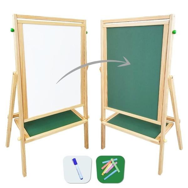 Lousa Infantil Quadro Negro E Branco Com Cavalete Giratório - Carlu Imagem de Lousa Infantil Quadro Negro E Branco Com Cavalete Giratório