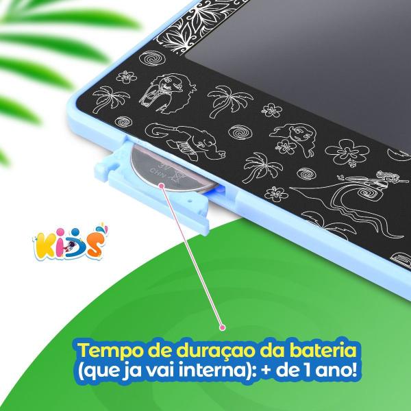 Imagem de Lousa Mágica azul moana LED LCD tablet infantil + Caneta educativo presente criança menina