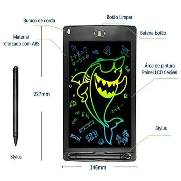 Imagem de Lousa Mágica Digital LCD 8,5" para Escrever e Desenhar + Pencil Botão Reset - Diversas Cores