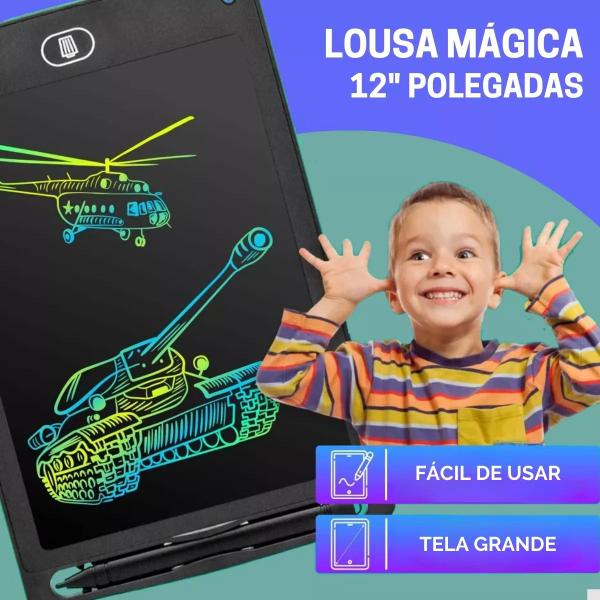 Lousa Mágica Infantil Lcd 12 Tablet Escrever Desenhar Color - Exbom Imagem de Lousa Mágica Infantil Lcd 12 Tablet Escrever Desenhar Color
