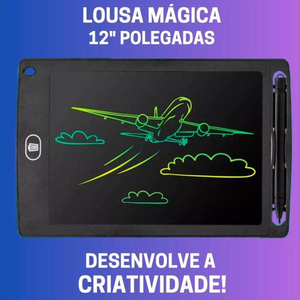 Lousa Mágica Infantil Lcd 12 Tablet Escrever Desenhar Color - Exbom Imagem de Lousa Mágica Infantil Lcd 12 Tablet Escrever Desenhar Color