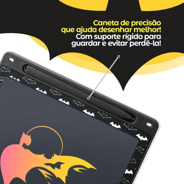 Imagem de Lousa Mágica LED batman preto infantil tablet LCD + Caneta super heroi educativa menino original