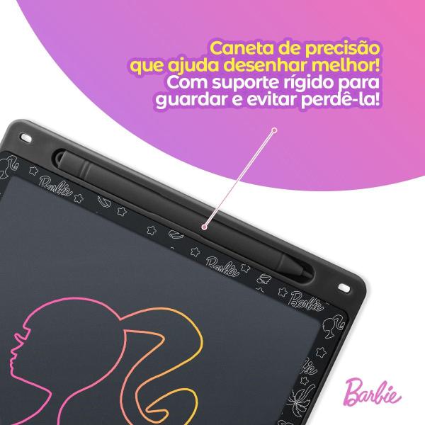 Imagem de Lousa Mágica LED LCD preta barbie tablet infantil + caneta presente qualidade premium menina