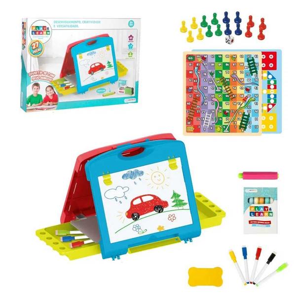 Imagem de Lousa Mágica Maleta 2em1 Play e Learn Multikids 27Pçs BR1215