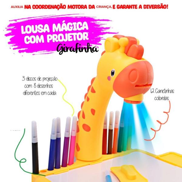 Imagem de Lousa Mágica Mesinha Com Projetor Girafinha - Amarela