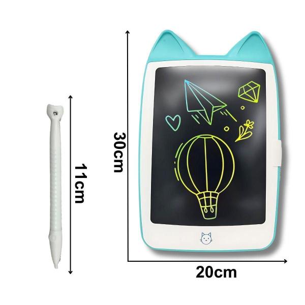 Imagem de Lousa Mágica Tablet Infantil Lcd Botão Apagar Gatinho Verde