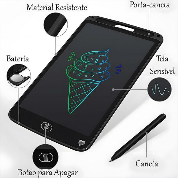 Imagem de Lousa Mágica Tablet LCD Branca de 12" Lousa Mágica com Botão de Apagar Desenhar e Anotar