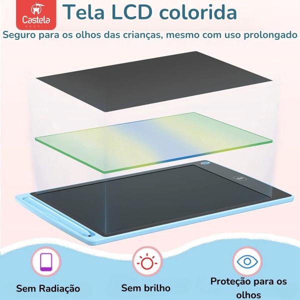 Imagem de Lousa Mágica Tela Lcd Tablet Infantil Escrever Desenhar Azul Claro Castela