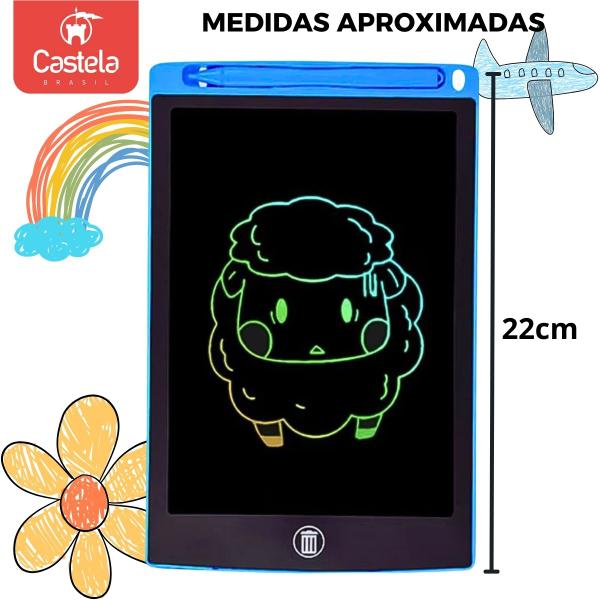 Imagem de Lousa Mágica Tela Lcd Tablet Infantil Escrever Desenhar Azul Claro Castela