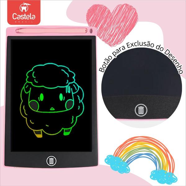 Imagem de Lousa Mágica Tela Lcd Tablet Infantil Escrever Desenhar Rosa Castela