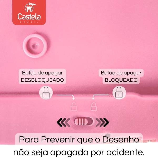 Imagem de Lousa Mágica Tela Lcd Tablet Infantil Escrever Desenhar Rosa Castela