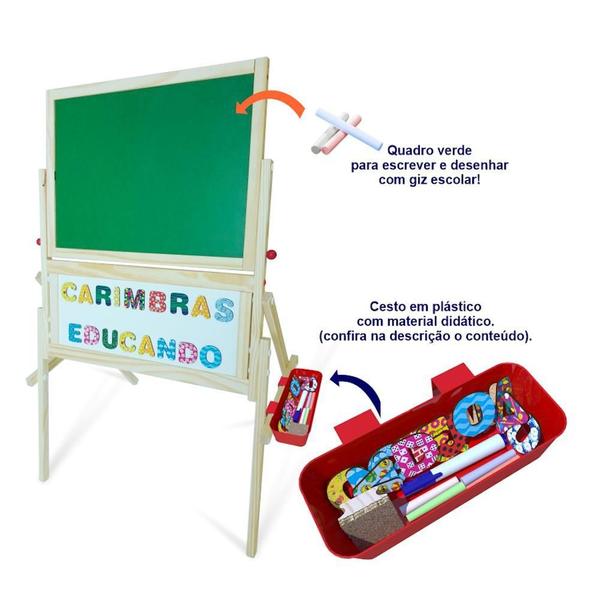 Imagem de Lousa Magnética Infantil Com Cavalete Letras Giz E Caneta