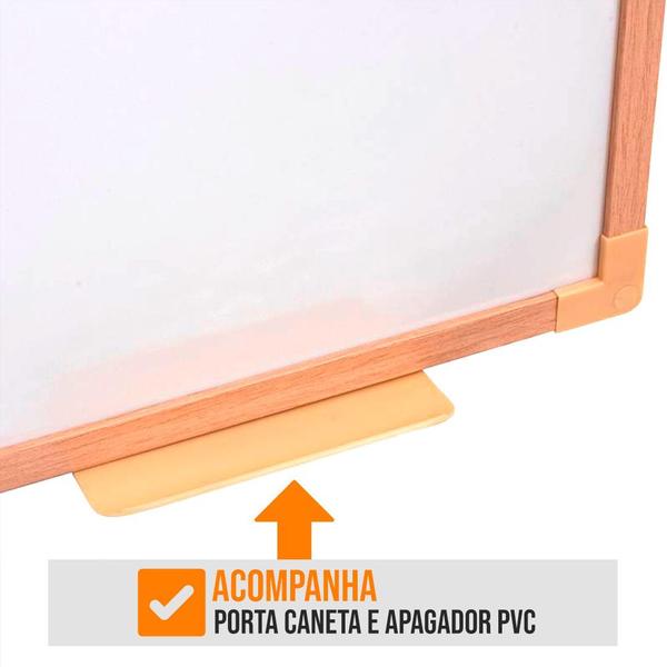 Imagem de Lousa Quadro Branco 100x70 Madeira Soft + 3 Canetas Apagador