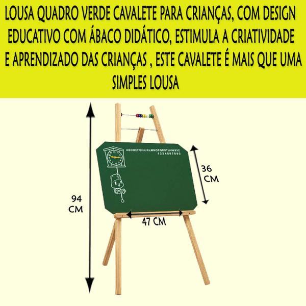 Imagem de Lousa Quadro Verde Infantil Cavalete 2 Caixas Giz 1 Apagador